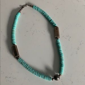 Genuine turquoise and silver necklace